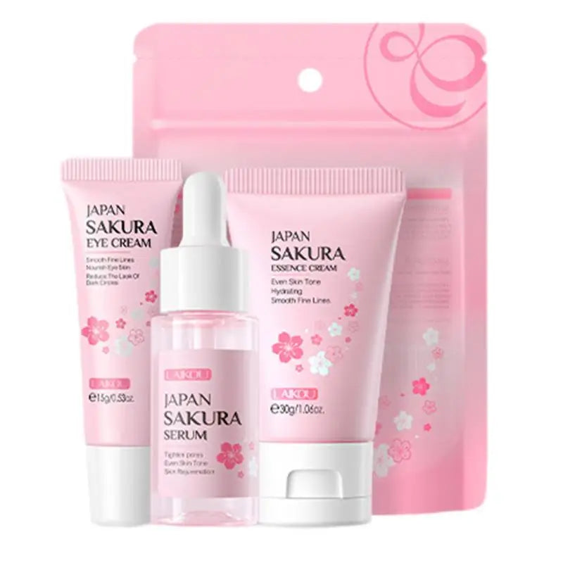 Japan Sakura Skin Care Set Anti-Aging Toner Eye Cream Face Serum
